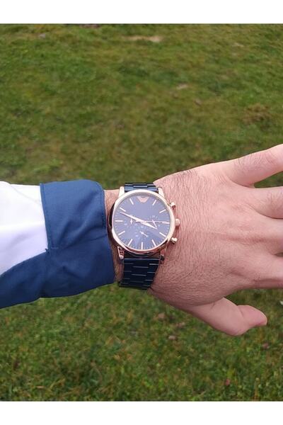 ÇENÇEN Erkek Lacivert Kordon Rose Kasa Armani Modeli Analog Kol Saati