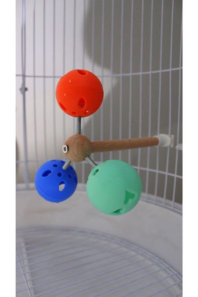 Petistera 3 Ball Bell Ferris Wheel Bird Perch 13 Cm