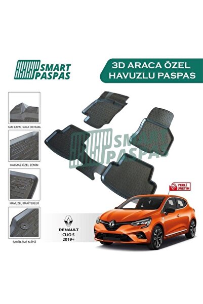 smart paspas Renault Clio 5 Paspas 2020 Sonrası 3d Havuzlu Paspas Smartpaspas