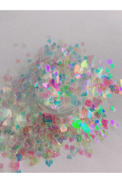 Sirius Hobi Epoksi Reçine White Hearts Kalp Tırnak Makyaj Chunky Glitter 5 gr Hologramlı Sim 2x2,5gr Kutulu