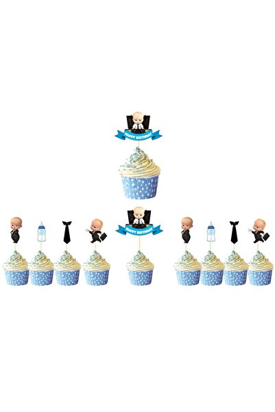 Trend Hediye Sepeti مجموعة من 10 أعواد أسنان للحفلات ذات طابع بوس بيبي، وأعواد أسنان كب كيك