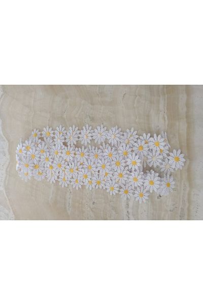 GÜZEL KAMAN Guipure White Middle Yellow Popatya 2.5 Cm 3.90 Meters