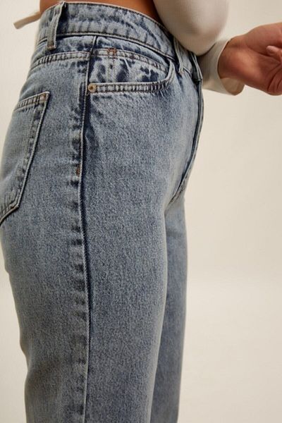 Trn JNS Blugi din denim cu picioare late, cu talie super înaltă, albastru deschis Juliet