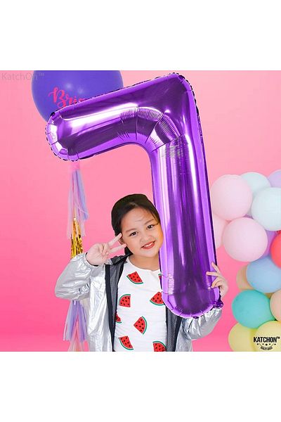 Patladı Gitti 7 Number Seven Purple Foil Balloon 32"-34" Inc 80 Cm