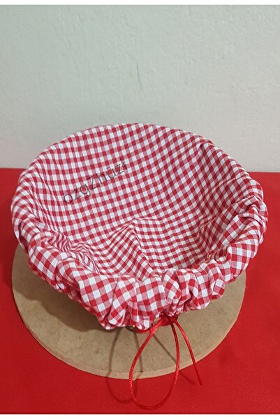 perlina home Plaid Red Round Bread Basket Cover