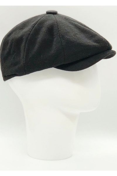 Hoppe Winter Stamp Black English Style Peaky 8-Piece Cap Hat