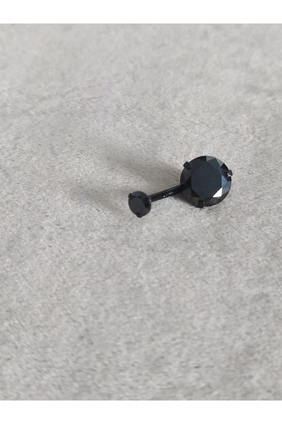 AyçaSilver Surgical Steel Black Zircon Gemstone Belly Piercing