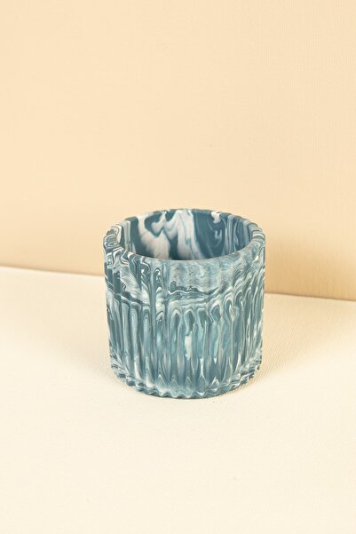 Handmeight Mavi Beyaz Wave Beton Saksı, Çok Amaçlı Dekoratif Beton Kap, Beton...