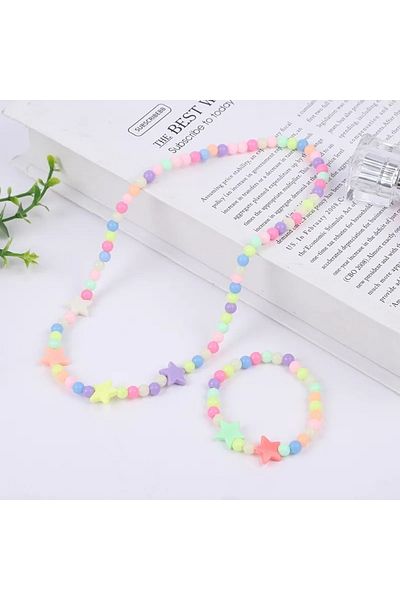 İPAR AKSESUAR Star Figured Children's Necklace Bracelet Set.
