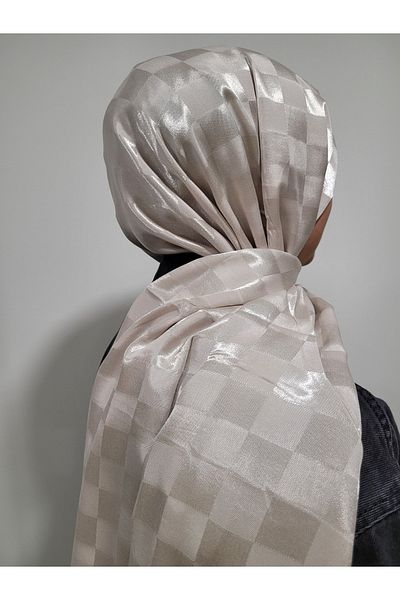 FRESCO SCARFS Γυναικείο Hijab Μεταξένιο Βαμβακερό Ζακάρ Γυαλιστερό σάλι*κρέμα