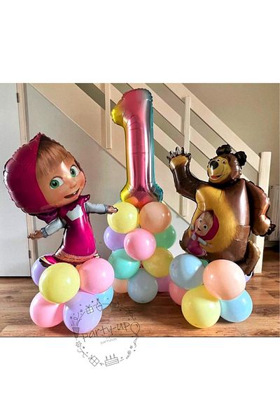 PARTİAVM Licensed Large Size Tongs With Big Bear Balloon Set Tongs Balloon And 100cm Rainbow Number Balloon