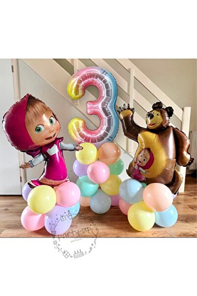 PARTİAVM مجموعة بالونات الدب الكبير المرخصة مع بالونات ملقط وبالونات بأرقام ق...