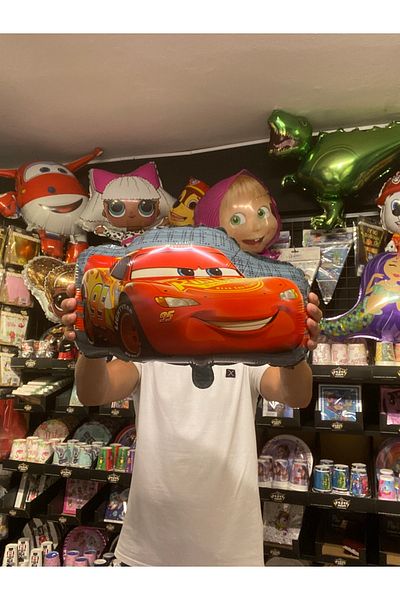 PARTİAVM Lightning Mcqueen Theme Cars Cars Red 3 Number Balloon Happy Birthday Balloon Set