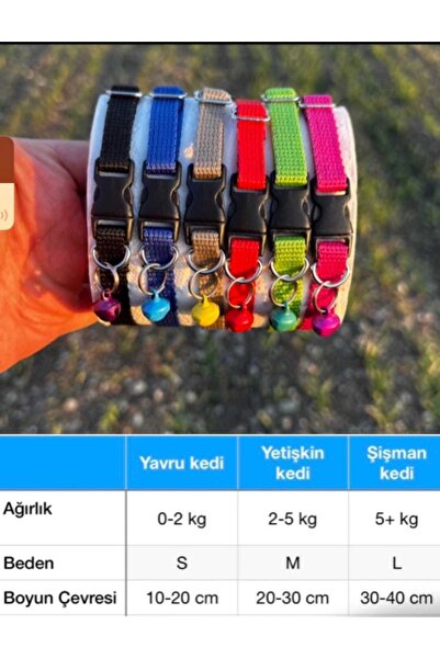 hebmeyy Kedi Boyun Tasması Zilli - Ayarlanabilir - 6 Renk Seçeneği 1 Adet Fiyatıdır