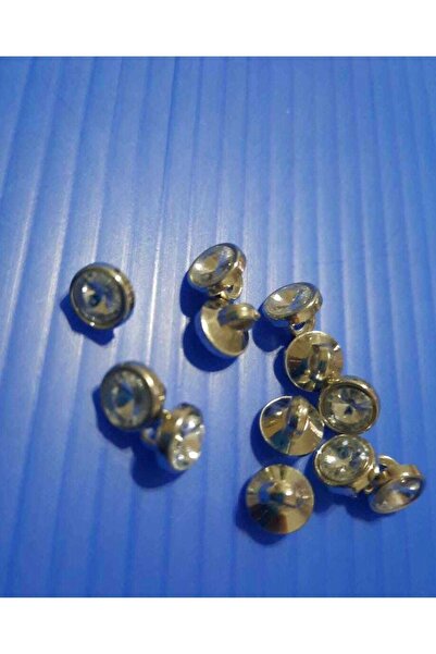 İMREN AKSESUAR زر معدني رمادي مرصع بقاعدة سفلية 8 مم، عبوة واحدة 10 قطع