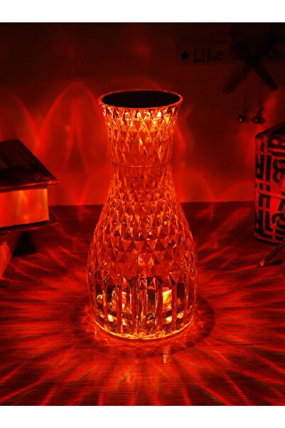 hediyeconcepti Kristal Vazo Tasarımlı 16 Renk Dokunmatik Akrilik Gece Lambası