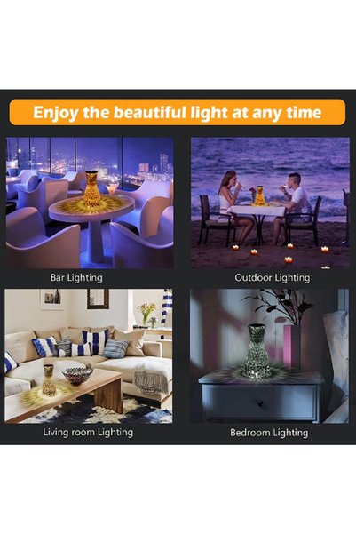 hediyeconcepti 16 لونًا من ضوء الليل الأكريليك الذي يعمل باللمس مع تصميم مزهرية كريستال