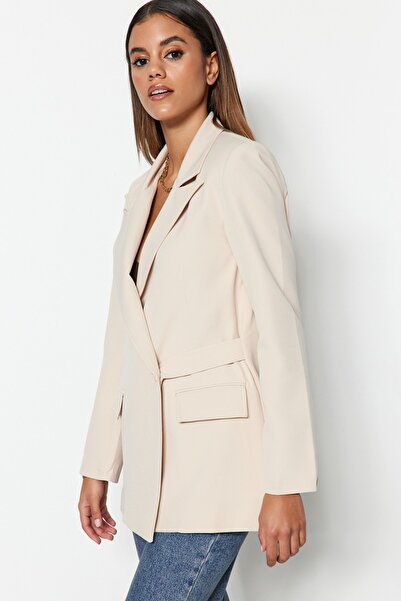 Trendyol Collection Sako TWOSS23BC00105 s dvojitým zapínáním a zapínáním z kamene