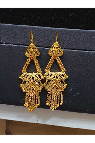 barisiva gold 22 Ayar Altın Kaplama Şık Desenli Hint Küpe