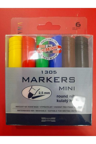 gebzeli Marker Pen Set 6 Pack 2.5mm Round Tip