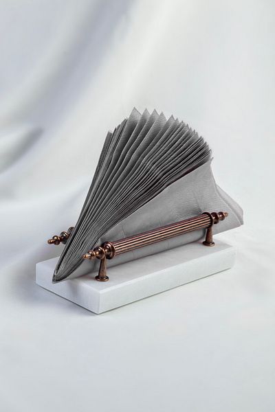 MERALP Napkin Holder Hagia Sophia Gold Real Marble, Metal Profile Handle