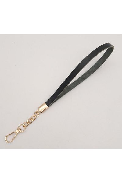 angel çanta aksesuar Black Leather Chain Gloves - Light Gold Metal