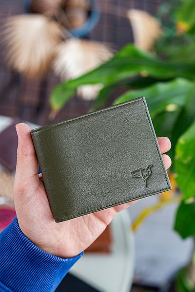 Garbalia Arnold Genuine Leather Green Men's Wallet with Coin Compartment and Zipper Eyes