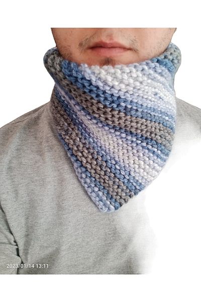 Meralin Elinden Blue Marbled Hand Knitted Neck Collar