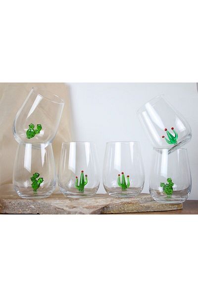 ADAMODART Cactus Figured Water Glass Set of 6