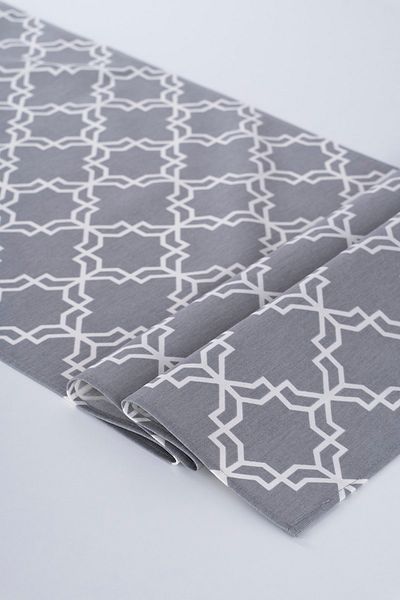 ALTINPAMUK Linen Runner Stain Resistant Fabric Mosaic Gray 40x140