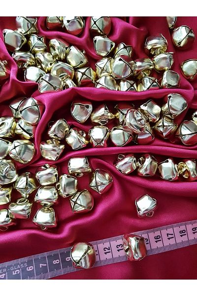 Aslan Online 10 Pieces Gold Color Handled Bell, Bell, Rattle, Amigurumi Bell, Chime Bell Accessory Making