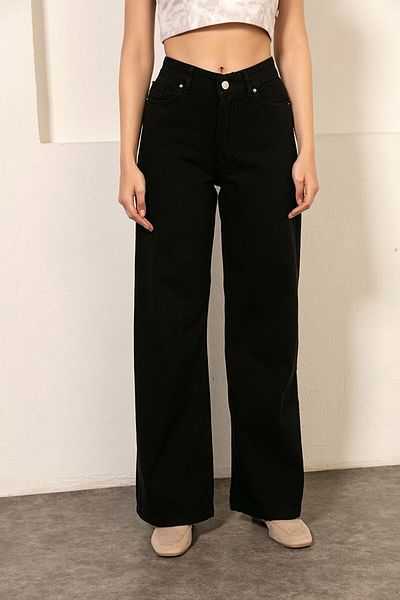 Trn JNS Rimma anii 90 pentru femei, negru, largi, lycra, talie super înaltă, blugi din anii 90, pantaloni, blugi