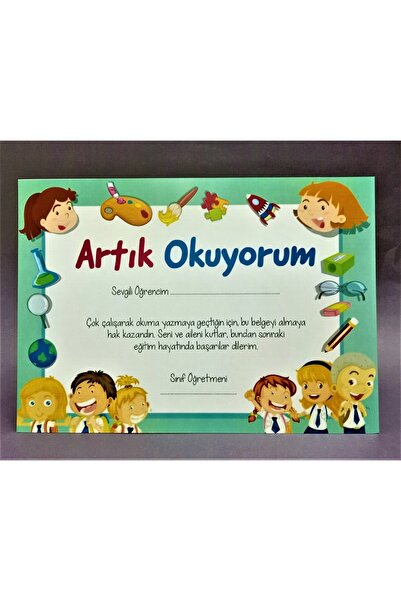 sandal hediyelik Okuma Belgesi Artık Okuyorum Belgem (5 Adet)
