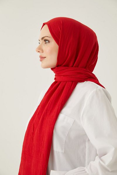 FRESCO SCARFS Κόκκινο Hijab Bamboo Kraş Γυναικείο σάλι