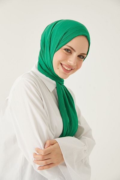 FRESCO SCARFS Γυναικείο Hijab Bamboo Kraş Shawl*benetton Green