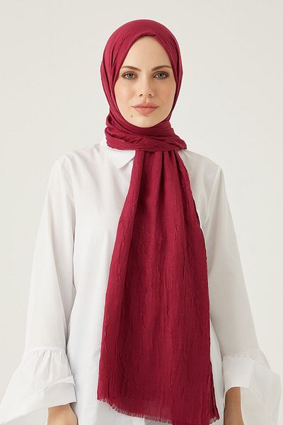 LOSYANA Bamboo Kraş Shawl Plum