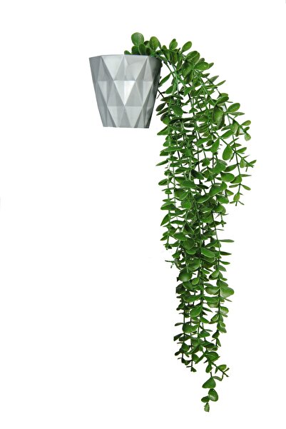 Lilac Home Yapay Çiçek Elmas Gümüş Saksıda Yeşil Okaliptus Sarkıtı