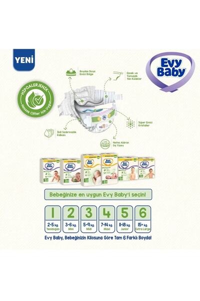 Evy Baby Baby Diapers Size 4 Hypoallergenic 27 Pieces 7 - 14 Kg (new)