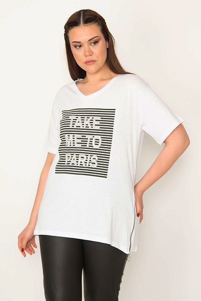 Şans Plus Size Blouse - White - Regular fit