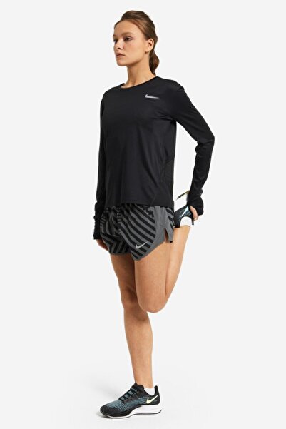 Nike Dri-fit Pacer Uzun Kollu Siyah Kadın Koşu Üstü