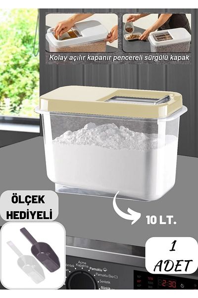 Alamut Home Multibox 10 Lt Easy Sliding Lid Multi-Purpose Food Pulses Vs Storage Container Laundry Detergent Container