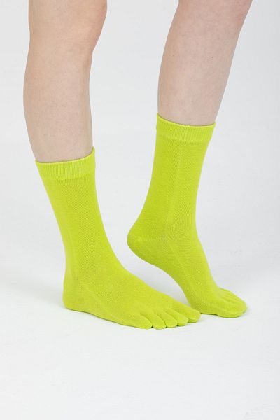 lacoton Дамски неоново зелени едноцветни памучни чорапи с пръсти TS-0202
