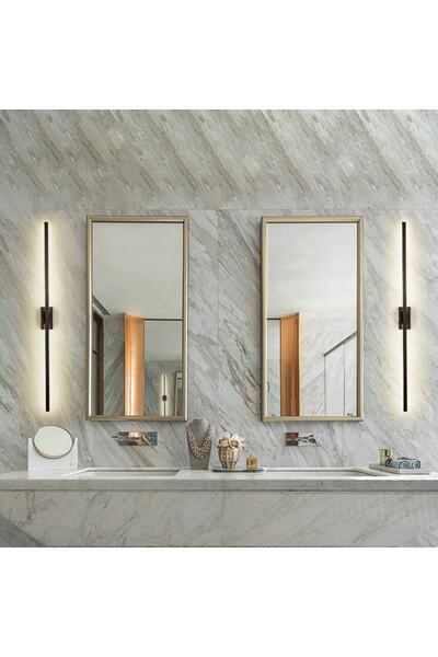 LIGHTMORE Modern Dekoratif Çubuk Led Duvar Aplik 70 Cm Siyah Oval Profil (dikdörtgen Rozanslı)