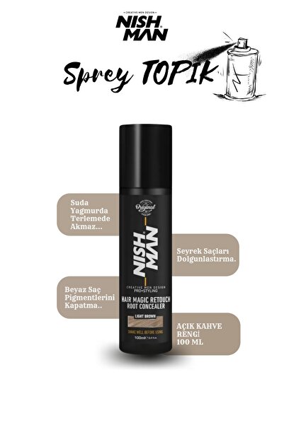 NISHMAN Touch Up Sprey / Saç Dolgunlaştırıcı Ve Seyrek Kapatıcı / Suda Yağmur...