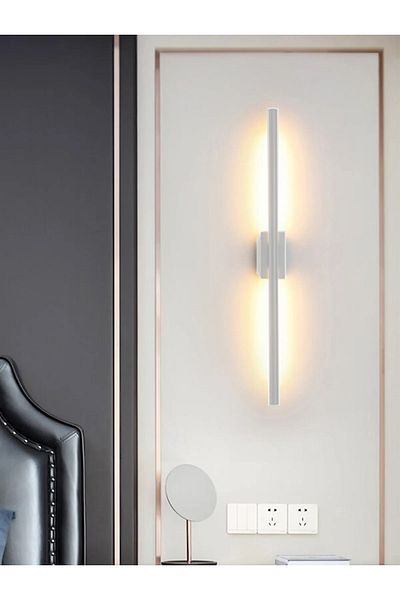LIGHTMORE Modern Decorative Stick LED Wall Sconce 70 Cm White Oval Profile (Rectangular Rosace)