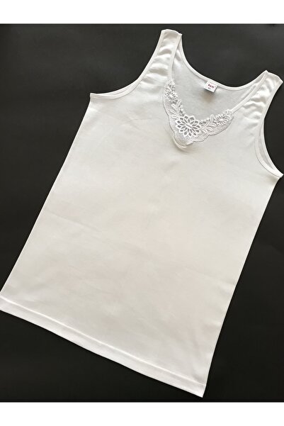 istanbul çamaşırları Жіноча майка з широкими бретелями, прикрашена мереживом, 100% бавовна