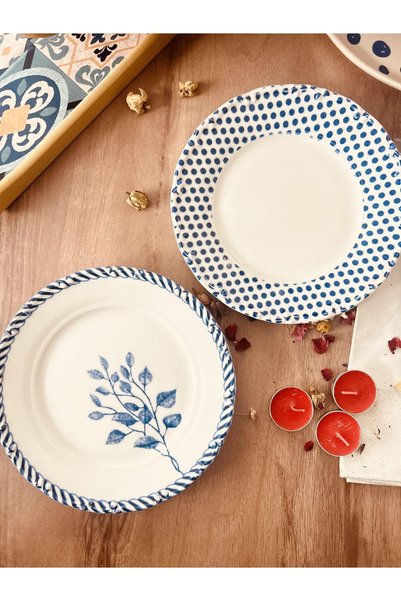 M'art Home Blue N Fleur 2li Pasta Seti- 19 Cm.