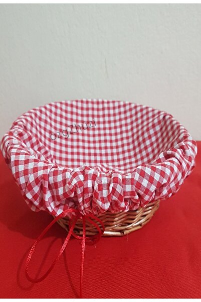 perlina home Plaid Red Round Bread Basket Cover