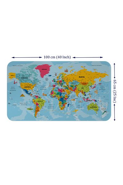 KILIÇASLAN SHOP Turkish Educational - Ocean Detailed World Map Wall Sticker