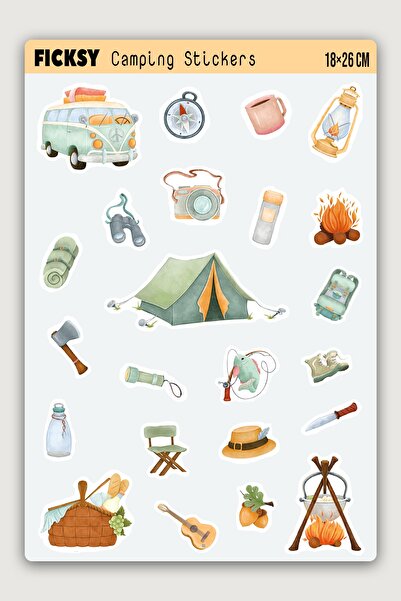 Ficksy مجموعة ملصقات تحت عنوان التخييم والمغامرة والطبيعة والمشي لمسافات طويل...